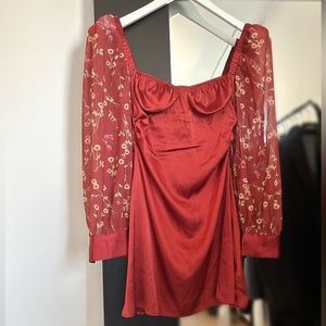 WeWoreWhat red Puff Sleeve Dress Danielle Bernstein